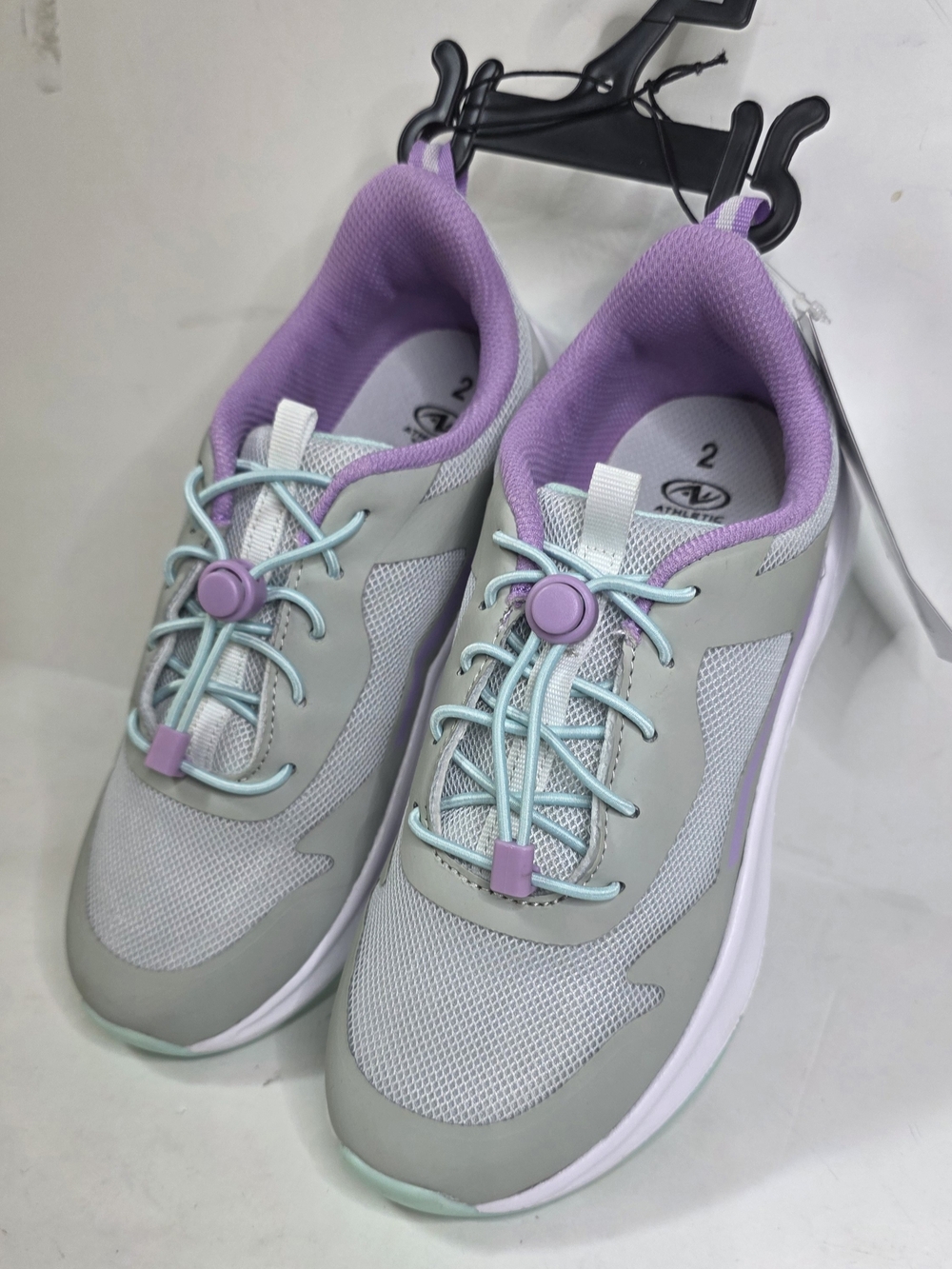 Athletic Works Gray Sneakers with Lavender Linings and Mint Laces